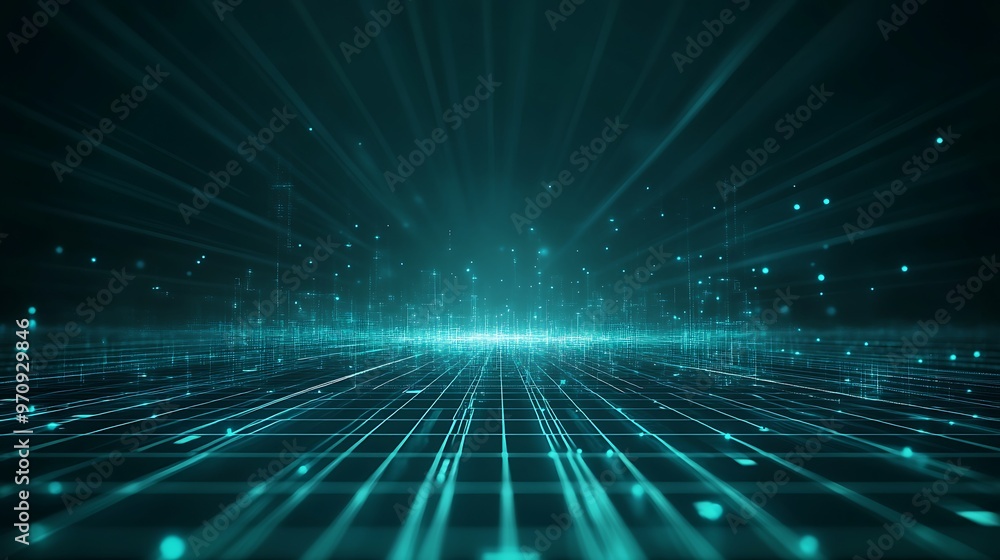 A mesmerizing digital landscape featuring glowing lines and particles, evoking a sense of depth and futuristic technology. A mesmerizing digital landscape featuring glowing lines and particles, evoking a sense of depth and futuristic technology.