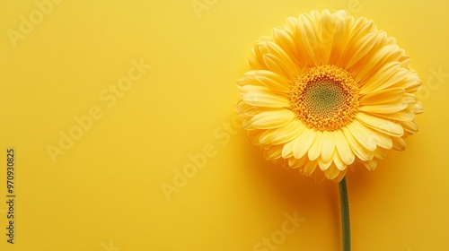 Minimalist Flower Design on Vibrant Yellow Background photo