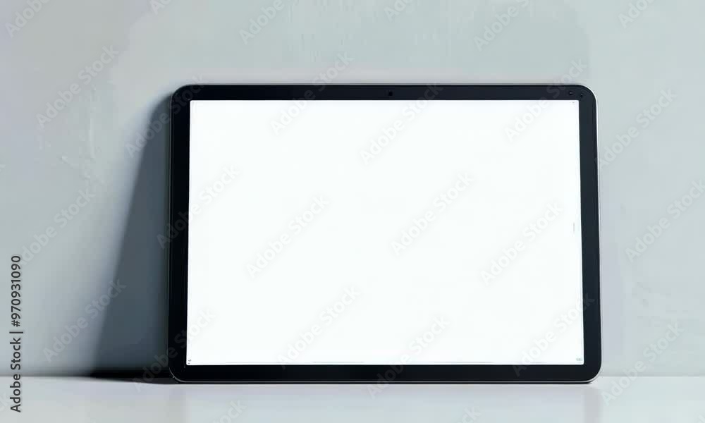 Modern digital tablet with blank screen on white background, Video Modern digital tablet with blank screen on white background, Video