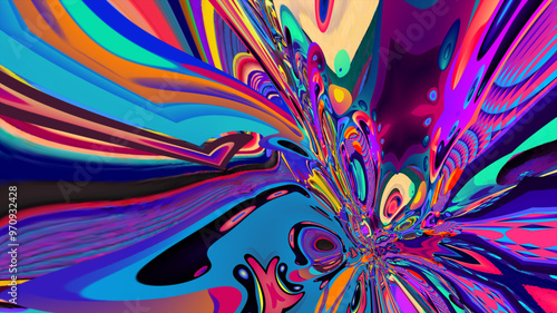 Colorful psychedelic and fluid abstract background for music