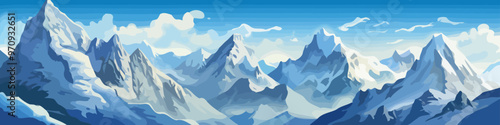 Mountain image. Cute rocky peaks in flat style. Mountaintop image. Vector illustration.