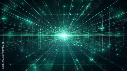 Wallpaper Mural A vibrant abstract representation of digital energy, featuring glowing lines radiating from a central point in a dark background. Torontodigital.ca