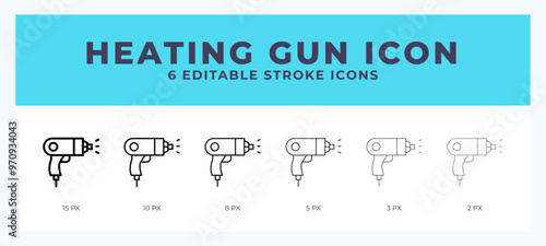 Heating gun icon symbol. Outline. Lineal icon with editable stroke.