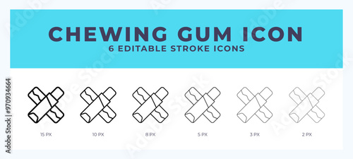 Chewing gum icon symbol. Logo illustration thin line. Bold line vector icons. Editable stroke
