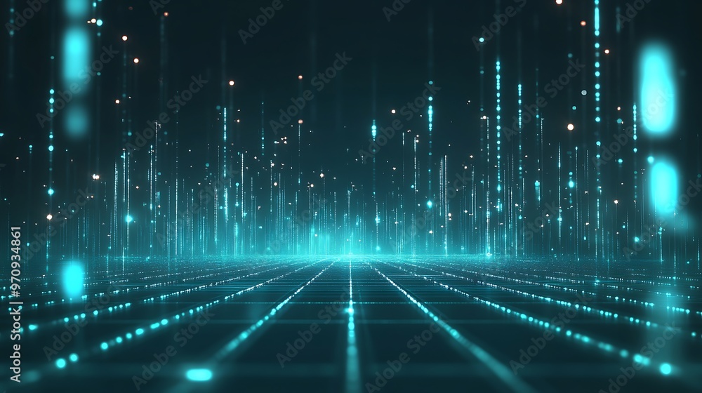 A vibrant digital landscape with glowing lines and particles, creating a futuristic and immersive visual experience. A vibrant digital landscape with glowing lines and particles, creating a futuristic and immersive visual experience.