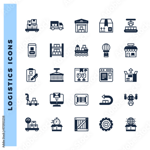 25 Logistics Lineal Fill icons pack. vector illustration.