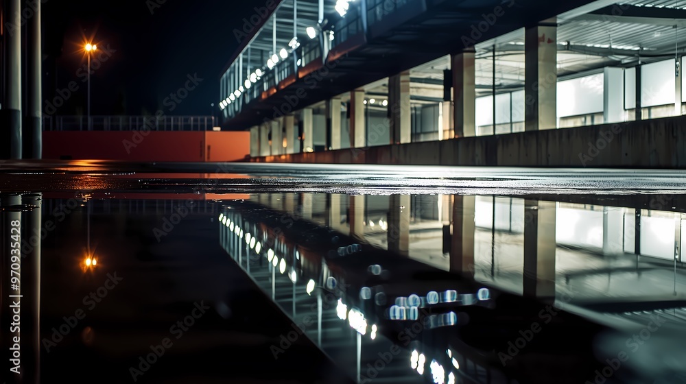 Fototapeta premium Night Reflections in Puddle.