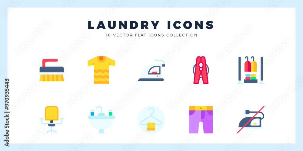 10 Laundry Flat icons pack. vector illustration. 10 Laundry Flat icons pack. vector illustration.