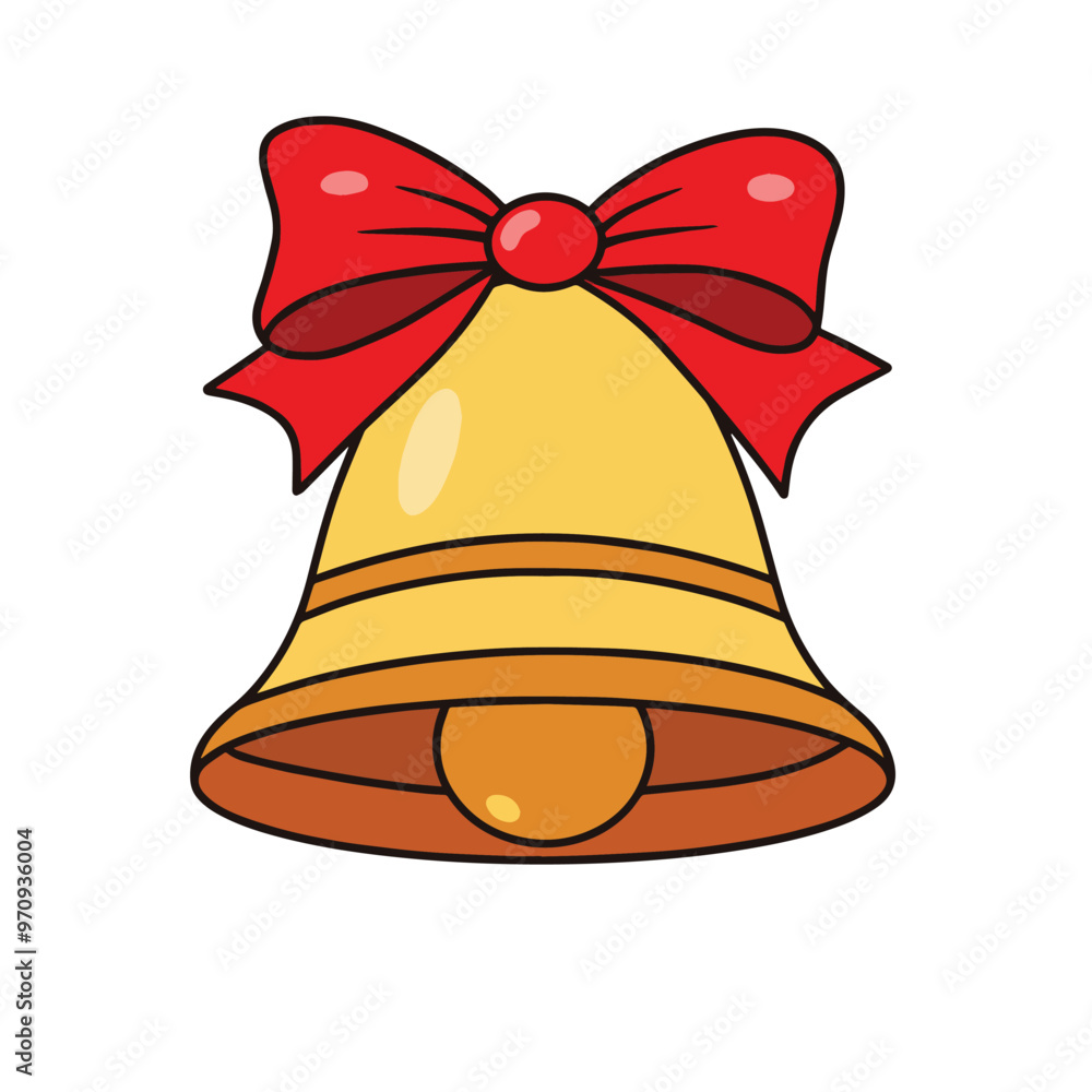 Vector christmas bell with red ribbon and bow is isolated on the white background Vector christmas bell with red ribbon and bow is isolated on the white background