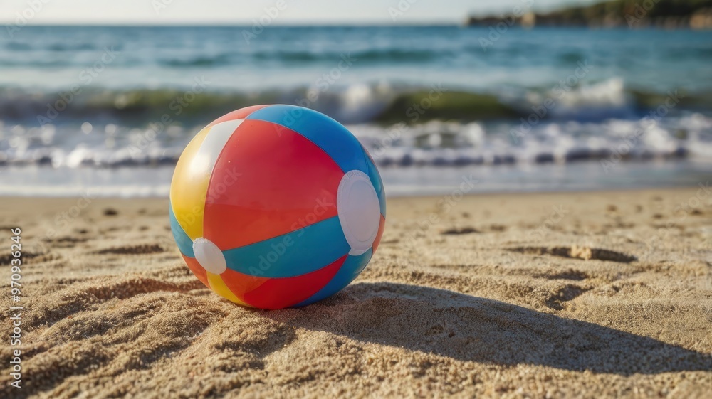Obraz premium Beach ball toy, white background 