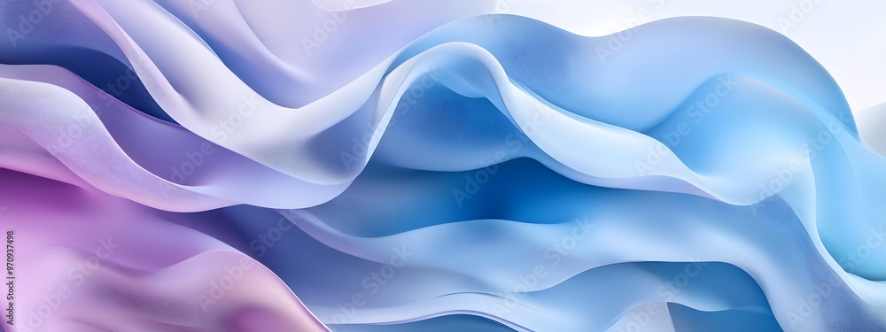 Obraz premium Abstract purple and blue curved shapes, rendered in the style of Cinema 4D with an ethereal aesthetic