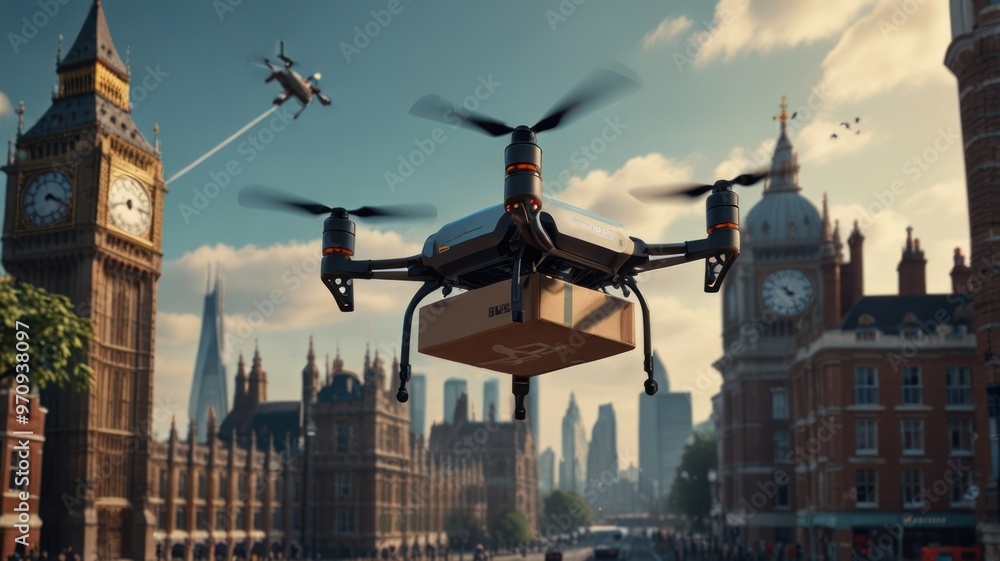 Fototapeta premium Drone Delivery in London