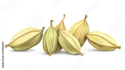 Cardamom clipart, element, 3D illustration, realistic, isolated on white background