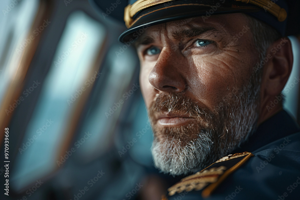 Senior captain steering a boat generative AI Senior captain steering a boat generative AI