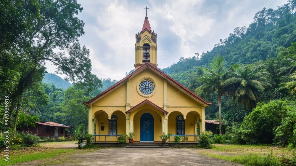 Naklejka premium Beautiful historic 18th century church: Virgin Mary Catholic Church: A beautiful picture of church