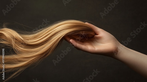 Hand holding a wig photo