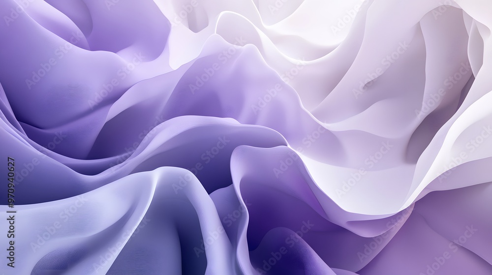 Obraz premium Abstract purple and blue curved shapes, rendered in the style of Cinema 4D with an ethereal aesthetic