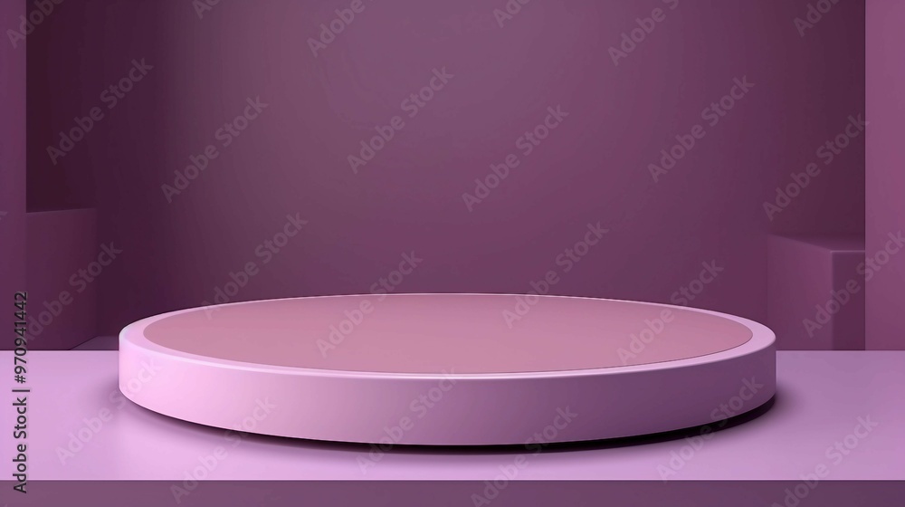 A Modern Circular Platform With A Deep Purple Background, Creating An Inviting Stage For Product Showcases Or Displays A Modern Circular Platform With A Deep Purple Background, Creating An Inviting Stage For Product Showcases Or Displays