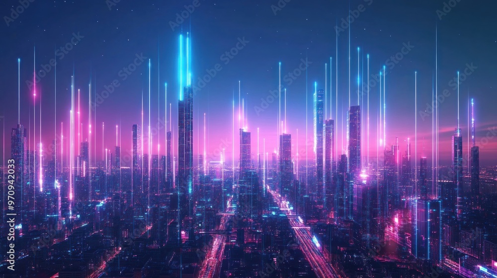 Futuristic Cityscape with Neon Lights Futuristic Cityscape with Neon Lights