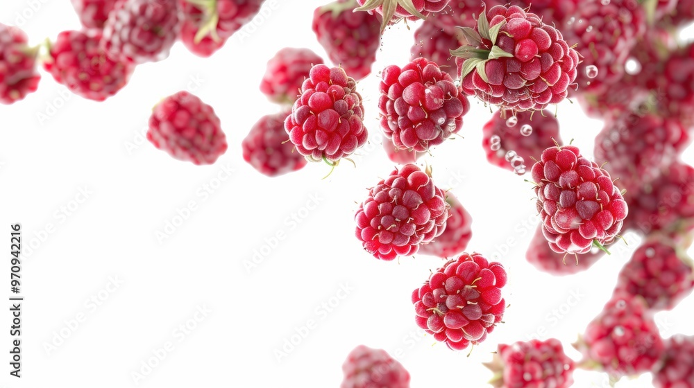 Seamless background of raspberry fruit in air Seamless background of raspberry fruit in air