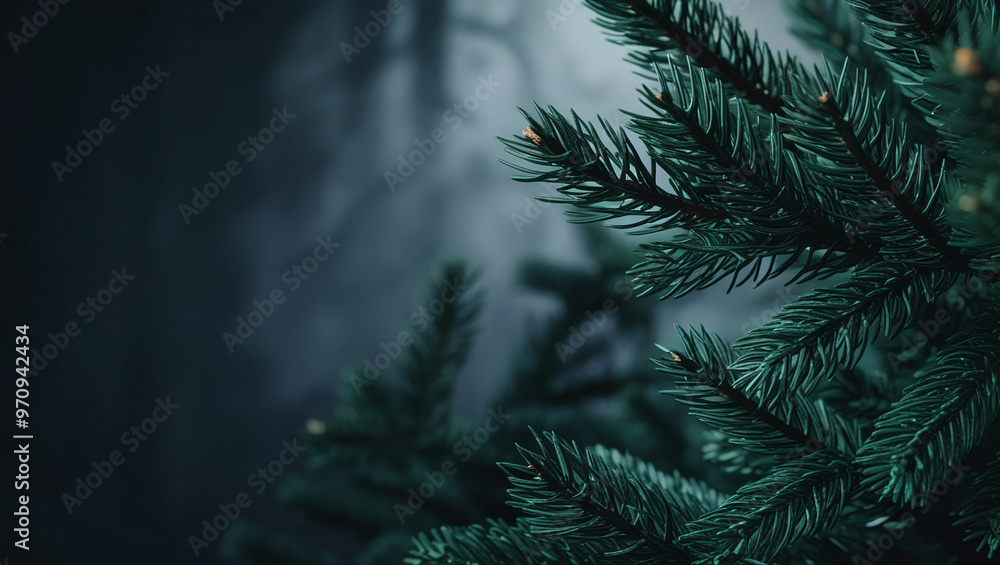 Pine Tree Branches Dark Background, Minimalistic Green Fir Tree Forest Backdrop Pine Tree Branches Dark Background, Minimalistic Green Fir Tree Forest Backdrop