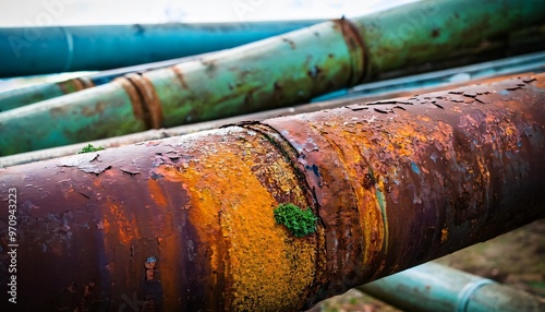 Wallpaper Mural Decaying infrastructure, old industrial pipes covered in moss Torontodigital.ca