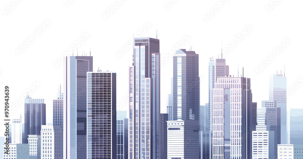 Obraz premium PNG Skyscrapers cityscape architecture illustration.