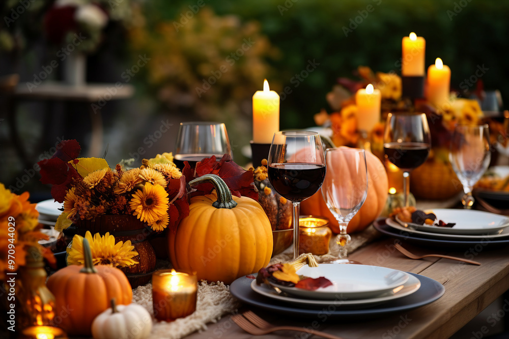 Thanksgiving autumn family feast holiday conceptual image Generative AI Thanksgiving autumn family feast holiday conceptual image Generative AI