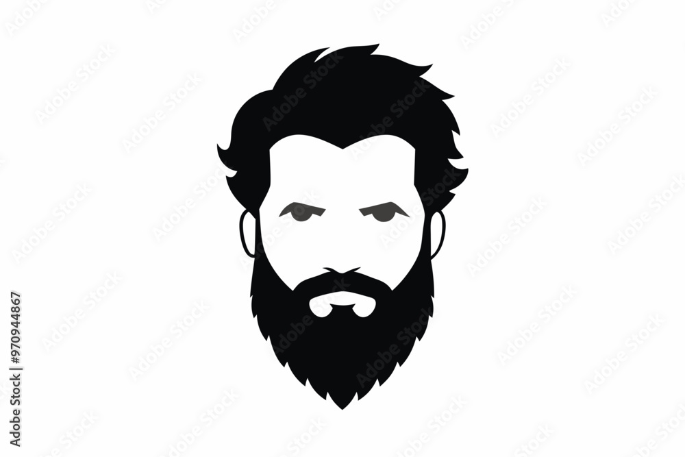 bearded man face vector silhouette white background bearded man face vector silhouette white background