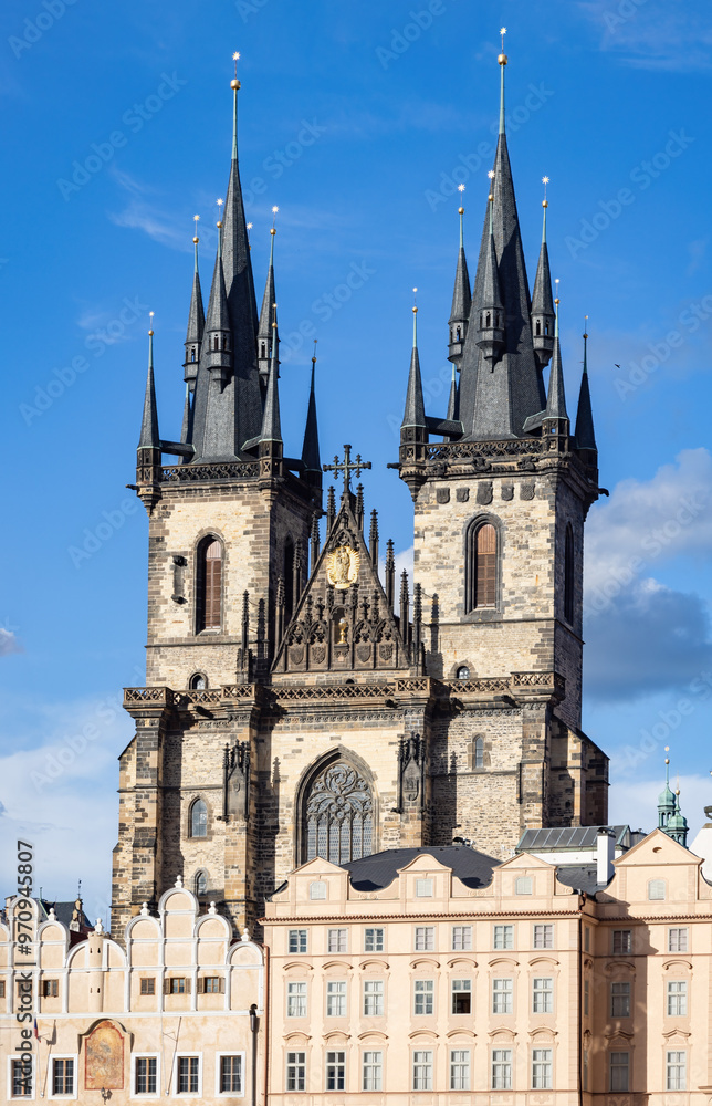 The Church of the Mother of God before Týn, or Church of Our Lady before Týn, is a Gothic church and a dominant feature of the Old Town of Prague, Czech Republic The Church of the Mother of God before Týn, or Church of Our Lady before Týn, is a Gothic church and a dominant feature of the Old Town of Prague, Czech Republic