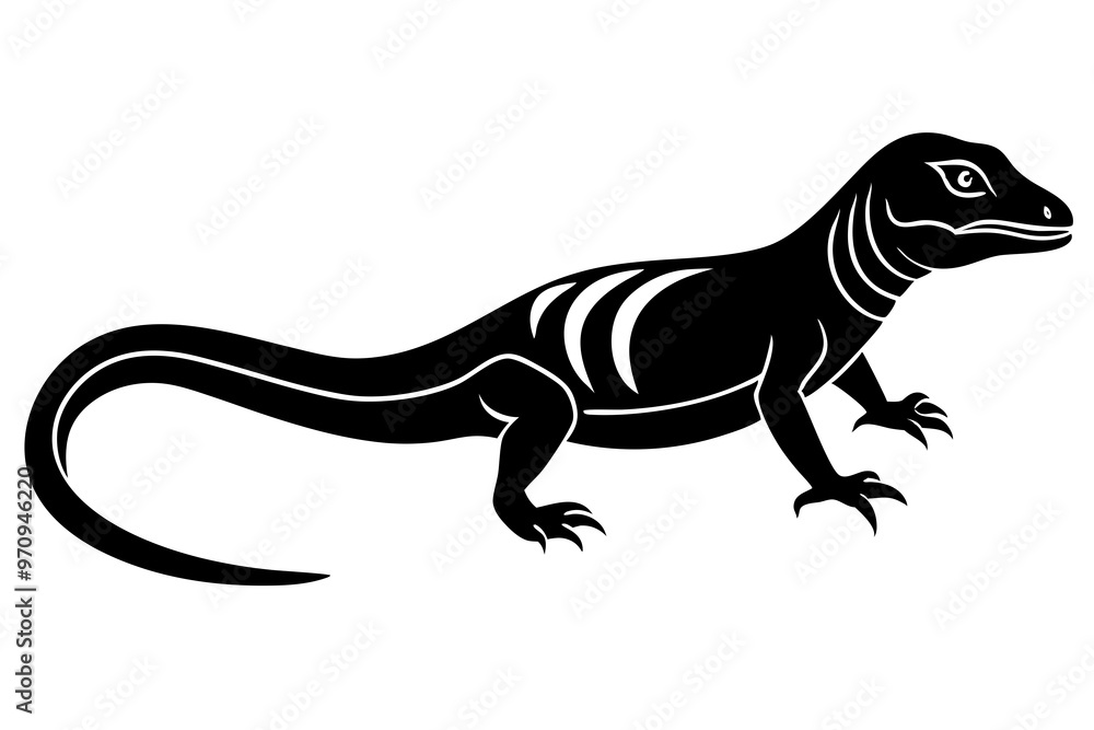 Fototapeta premium Lizard Silhouette vector illustration white background