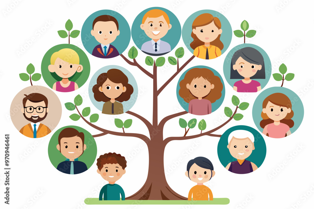 Human Faces, Family Tree vector illustration Human Faces, Family Tree vector illustration