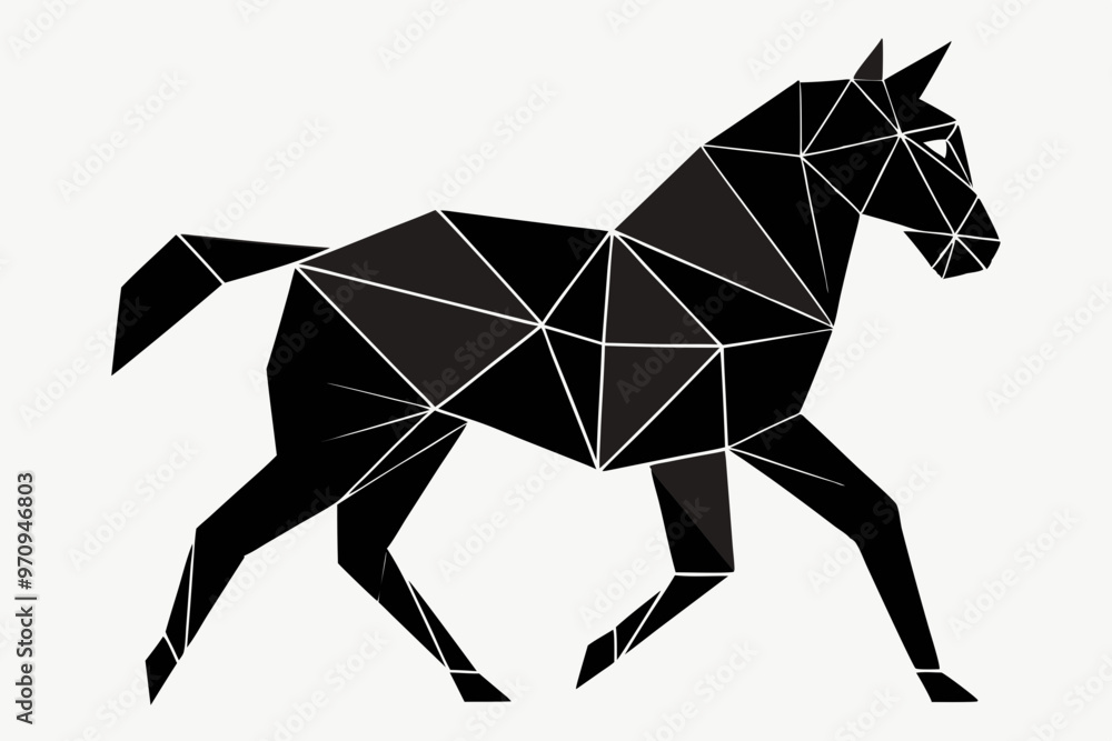 Obraz premium Colorful polygonal horse on white background. Vector illustration.