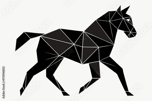 Colorful polygonal horse on white background. Vector illustration.