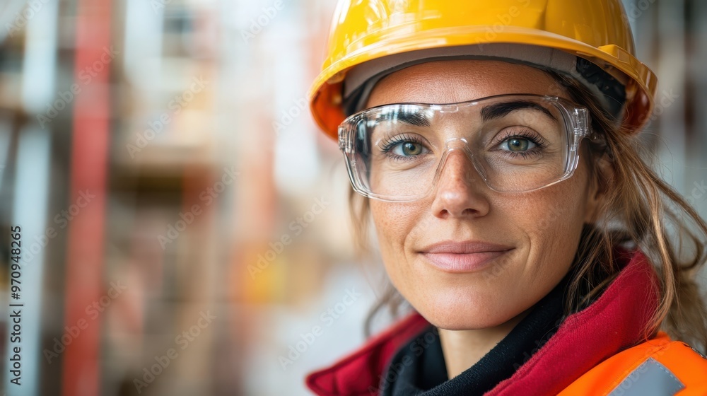 An assured female engineer wears safety glasses and a hard hat, confidently standing in an engineering field, symbolizing modern strength and competency. An assured female engineer wears safety glasses and a hard hat, confidently standing in an engineering field, symbolizing modern strength and competency.
