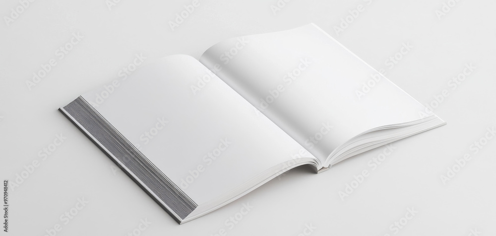 An open blank book on a clean background, ideal for showcasing creativity and personal expression in design or writing projects. An open blank book on a clean background, ideal for showcasing creativity and personal expression in design or writing projects.