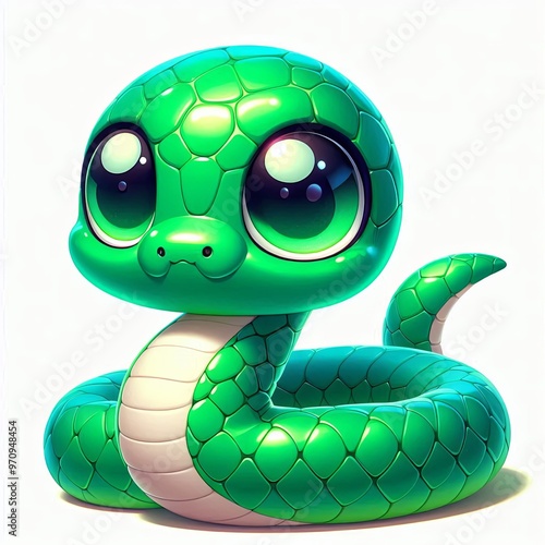 Adorable 3D Green Snake Charm