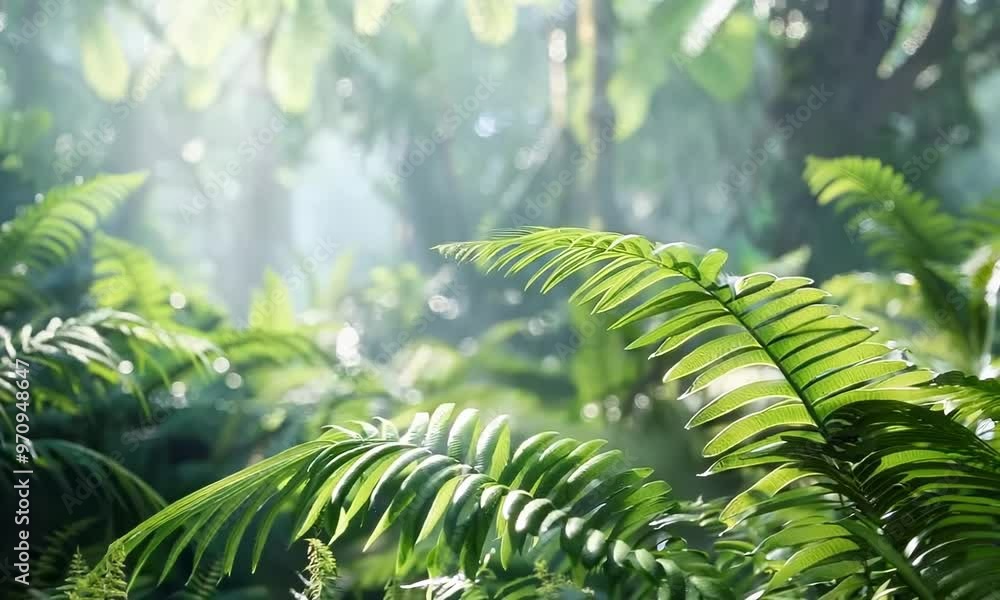 Lush green fern in a tropical forest, Video Lush green fern in a tropical forest, Video