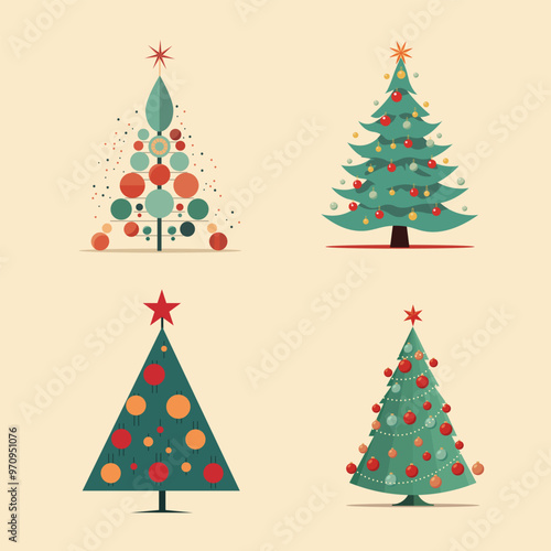 Pine tree. Merry Christmas and Happy New Year. Abstract vector background Merry Christmas in vintage style. Happy Holidays design for greeting card, badge, invitation, calendar etc. Vector
