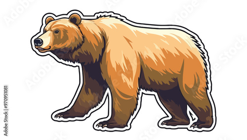 Grizzly bear. Image of a cute walking grizzly bear isolated on white. Vector illustration.