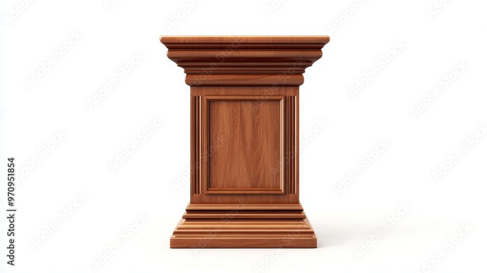 Classic lectern reading desk standing podium isolated on white background. Speaking equipment concept Classic lectern reading desk standing podium isolated on white background. Speaking equipment concept