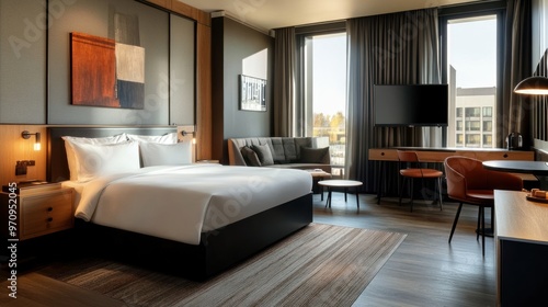 Wallpaper Mural Modern Hotel Room with City View Torontodigital.ca