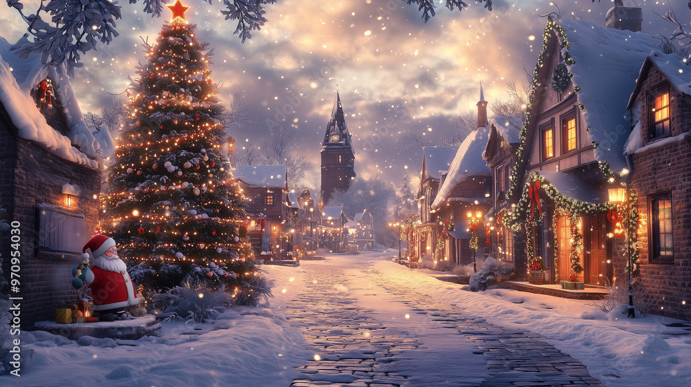Magical Christmas Village Scene - perfect for festive greeting cards, social media posts, website banners and more Magical Christmas Village Scene - perfect for festive greeting cards, social media posts, website banners and more