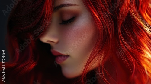 Redhead Woman With Eyes Closed