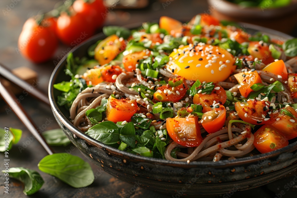 Healthy Asian Fusion Salad with Fresh Vegetables and Egg for Culinary Inspiration Healthy Asian Fusion Salad with Fresh Vegetables and Egg for Culinary Inspiration