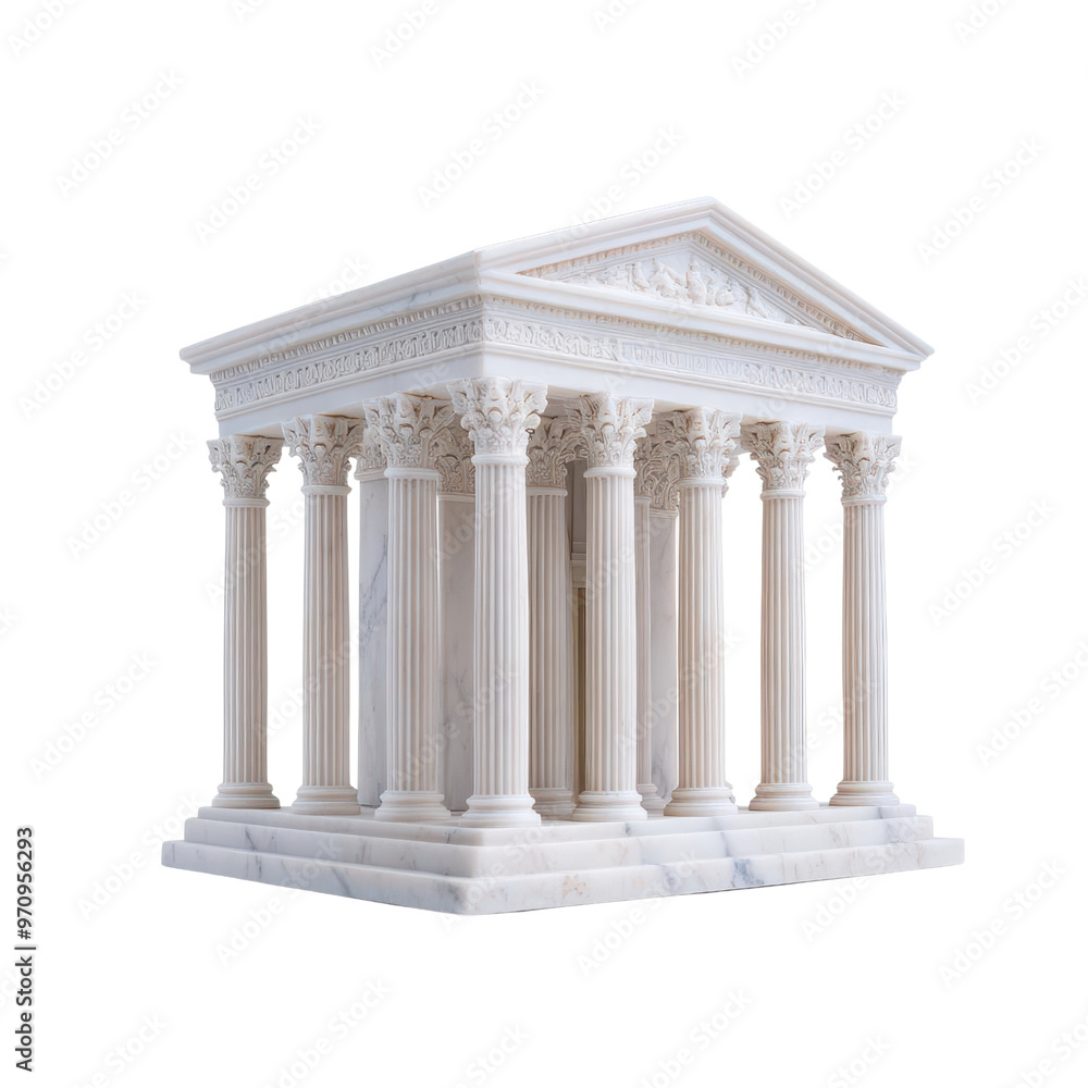 Fototapeta premium A beautifully crafted marble temple showcasing classic architectural elements and elegant columns, symbolizing ancient beauty.