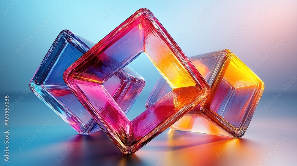 Abstract 3d square shape futuristic object colourfull Abstract 3d square shape futuristic object colourfull