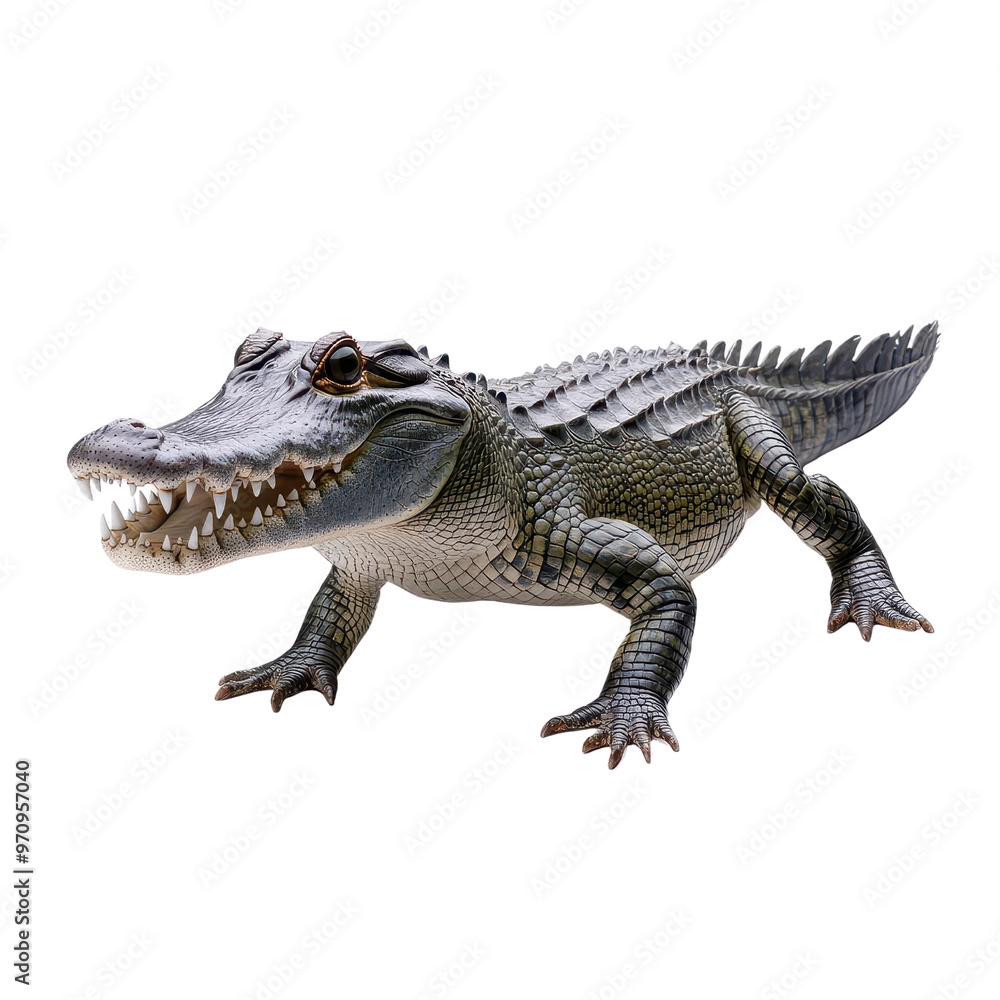 A detailed, lifelike model of a prehistoric crocodile showcasing its fierce teeth and scaly skin, perfect for educational purposes. A detailed, lifelike model of a prehistoric crocodile showcasing its fierce teeth and scaly skin, perfect for educational purposes.