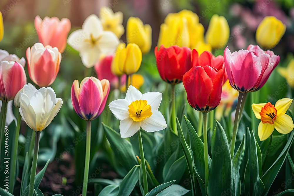 Brightly blooming tulips Brightly blooming tulips