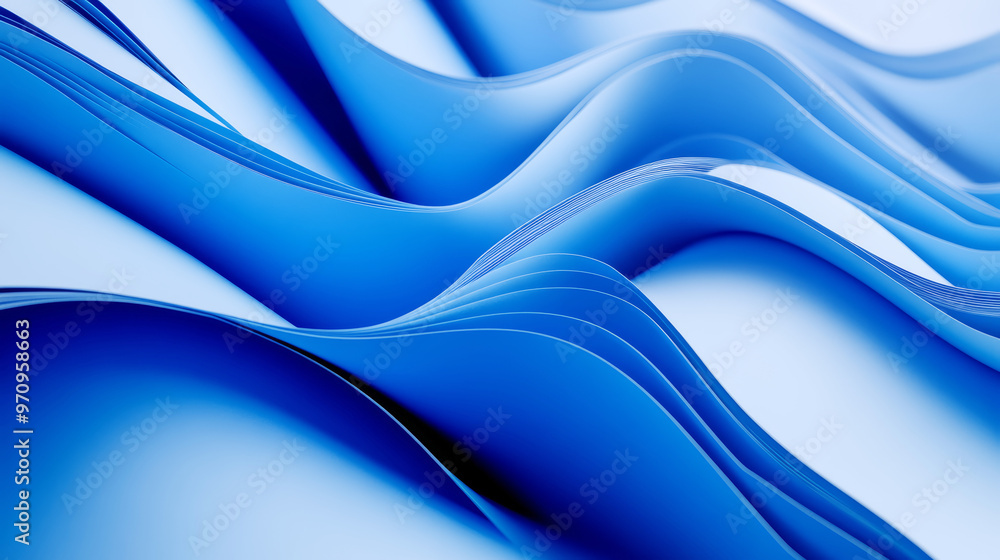 Fototapeta premium Abstract blue background. 3d wave wallpaper.